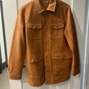 MOTHER Studded Brown Faux Seude Jacket